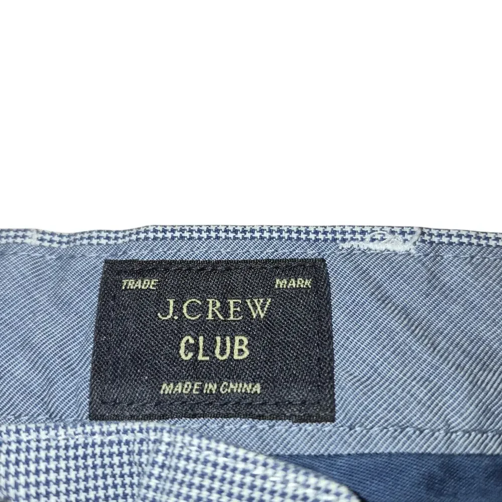 J Crew Club Fit Men's Flat Front Seersucker Shorts Micro Plaid Blue White 36